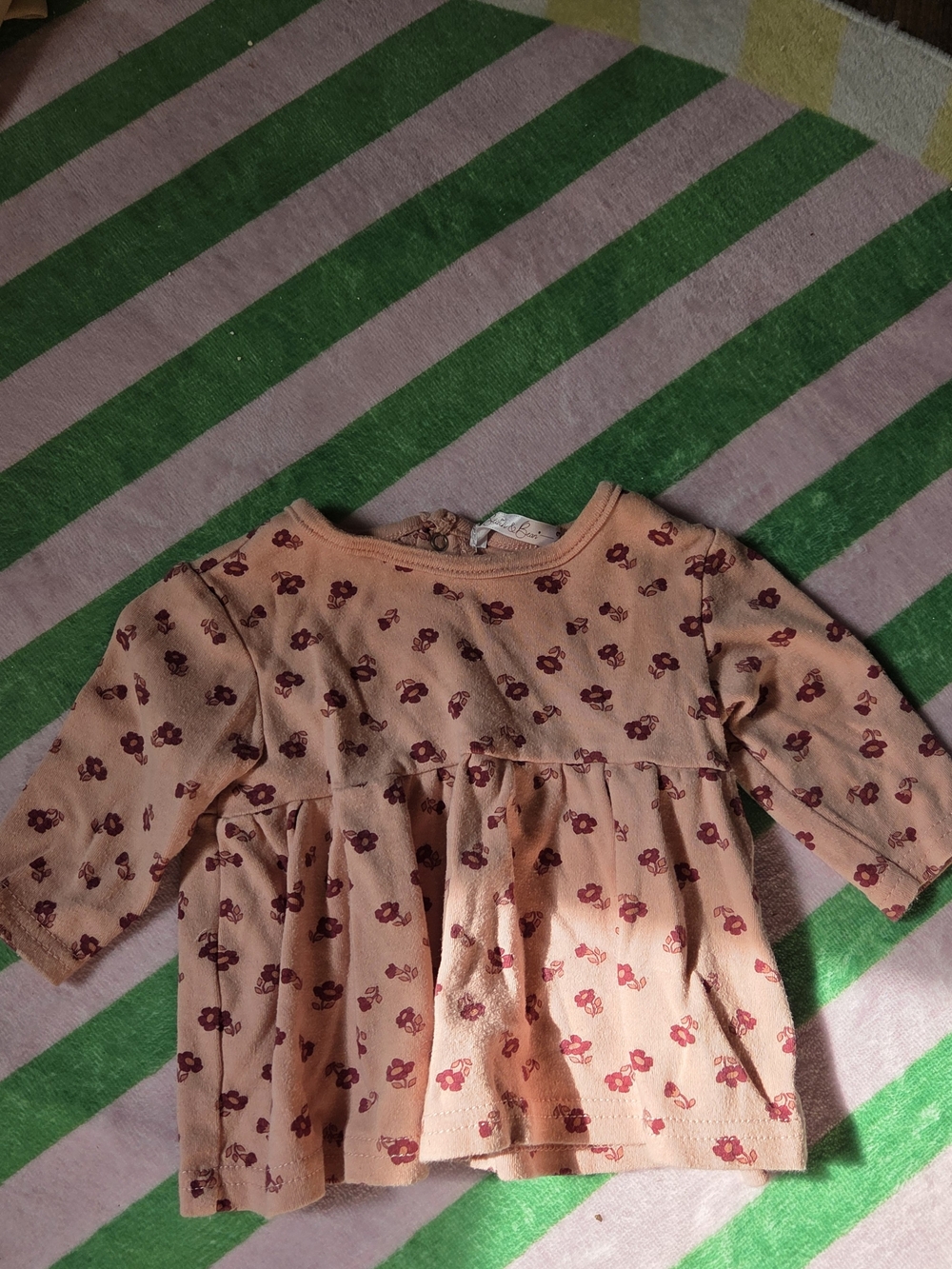 Stitch & Bean Floral Long-Sleeve Dress Top With Diaper Cover
